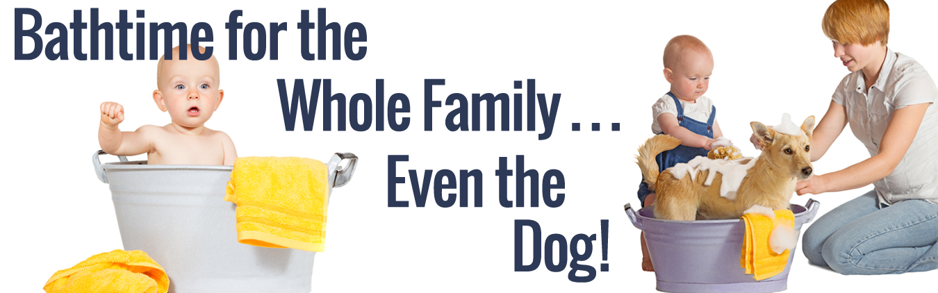 Images of Baby Taking Bath and Dog Taking Bath with Miracle II Soap